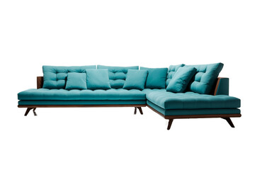 Modern Sectional Sofa Furniture Isolated on Transparent Background.