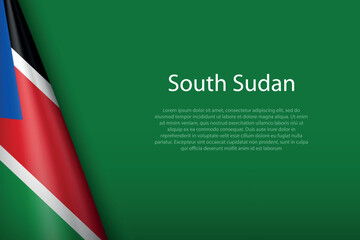 national flag South Sudan isolated on background with copyspace