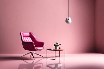 A pink chair isolated on pink background