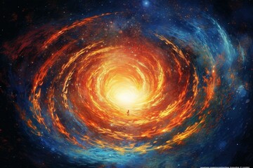Illustration of a radiant cosmic whirlpool. Generative AI