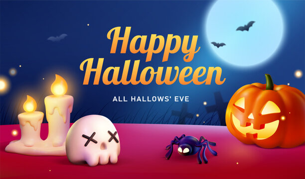 3D Spooky Halloween illustration