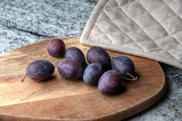 Hungarian plums on a cutting board