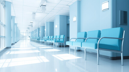 Blue waiting chair in hospital.