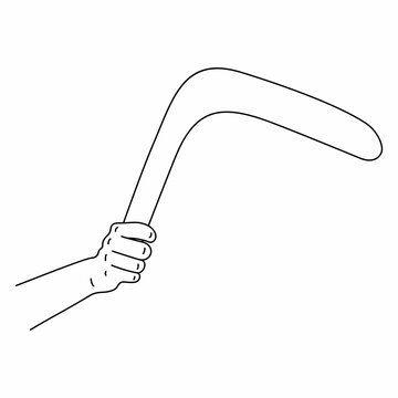 recommend clip art: Hand holds a flat curved boomerang 