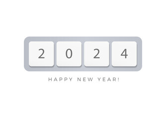 2024 keyboard buttons greeting cards, business events, digital communication. Sleek, tech-inspired celebration cutting-edge design. Vector illustration.