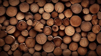 Papier Peint photo autocollant Texture du bois de chauffage Wood log wallpaper background. Nature background.
