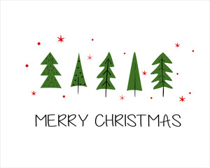 christmas card with christmas tree merry christmas