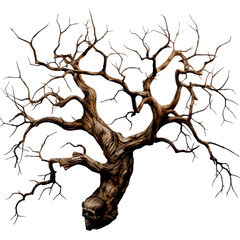 Dead tree for Halloween and horror decoration on transparent background PNG