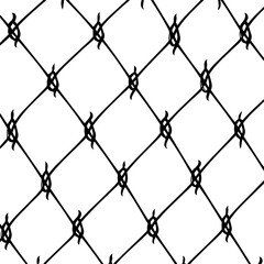 Fototapeta premium Wire Fence, Industrial Fence, Chain Fence Illustration on a transparent background