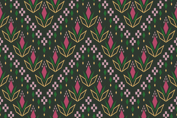 Cross stitch colorful geometric traditional ethnic pattern Ikat seamless pattern abstract design for fabric print cloth dress carpet curtains and sarong Aztec African Indian Indonesian