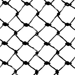 Wire Fence, Industrial Fence, Chain Fence Illustration on a transparent background