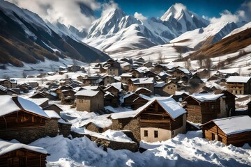 ski resort in the mountains 4k HD quality photo.  - obrazy, fototapety, plakaty