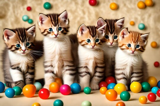 group of cats 4k HD quality photo. 