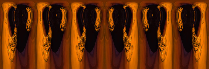 golden brown glowing art-deco style design on a black background