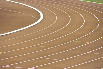 Red concrete road running track.