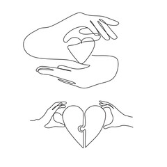 One line drawing. Happy friendly family.
Fashionable couple style.