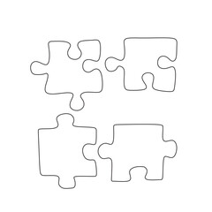 Continuous one line drawing of puzzle jigsaw pieces. Problem solving and solution business metaphor sign and symbol
