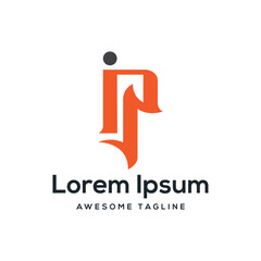 IP Letter Logo Design Free Icon