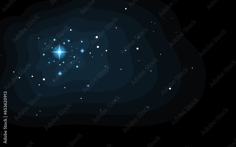 Poster vector space background . cute flat style template with stars in outer space