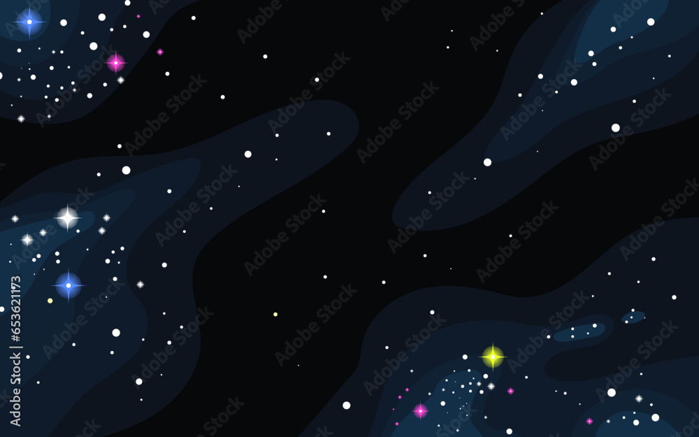 Sticker vector space background . cute flat style template with stars in outer space