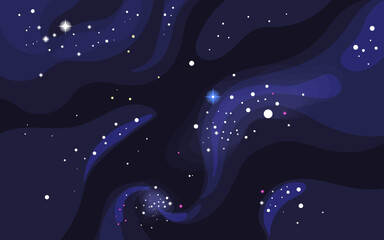 Vector space background . Cute flat style template with Stars in Outer space