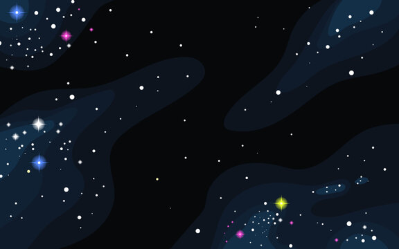 Vector space background . Cute flat style template with Stars in Outer space