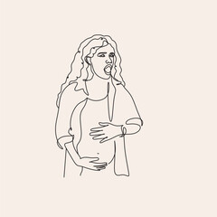 Pregnant woman line art. Abstract minimalist simple illustration of pregnancy