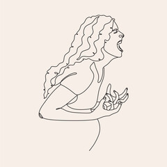Pregnant woman line art. Abstract minimalist simple illustration of pregnancy
