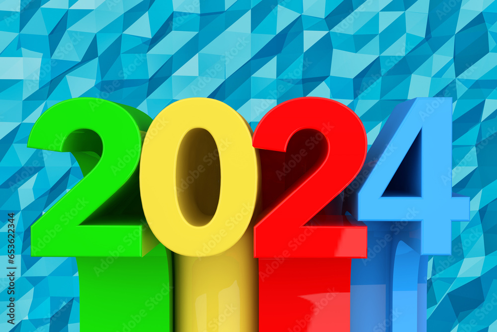 Aufkleber Abstract New 2024 Year Sign. 3d Rendering