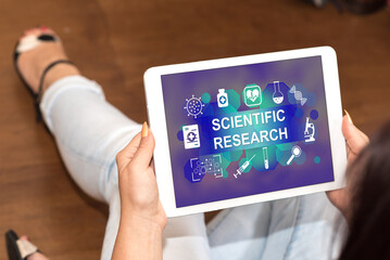 Scientific research concept on a tablet