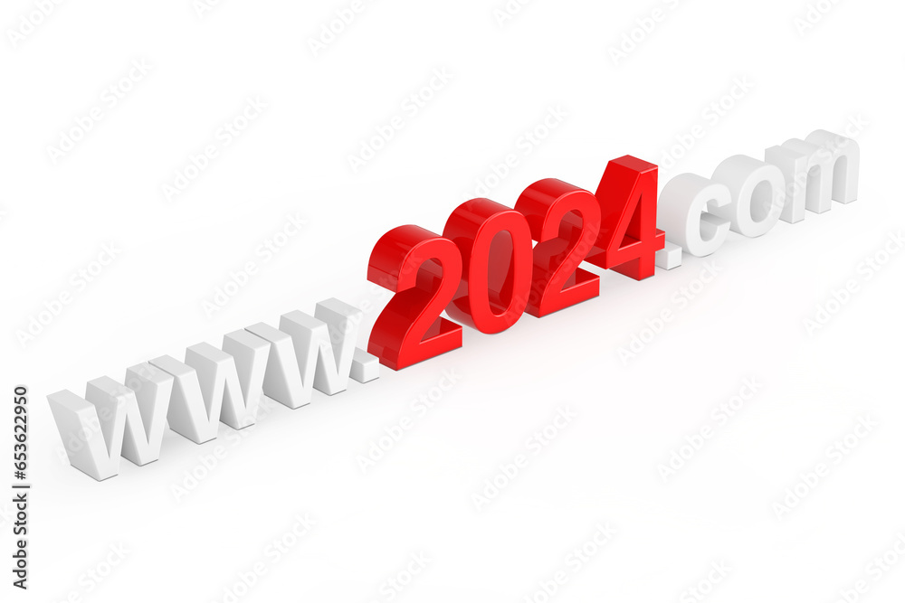 Aufkleber 2024 New Year Concept. WWW 2024 Com Site Name. 3d Rendering