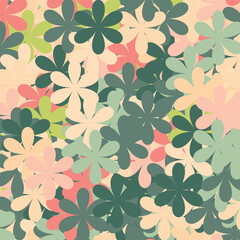 Flowers or florals pattern seamless design wallpaper vector illustration background with Pink, Red, and Green Flowers. Fresh summer concept colors.