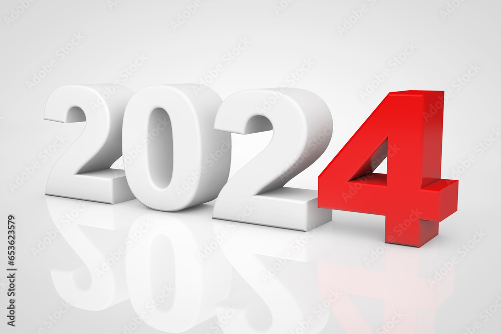 Aufkleber new year 2024 3d sign. 3d rendering