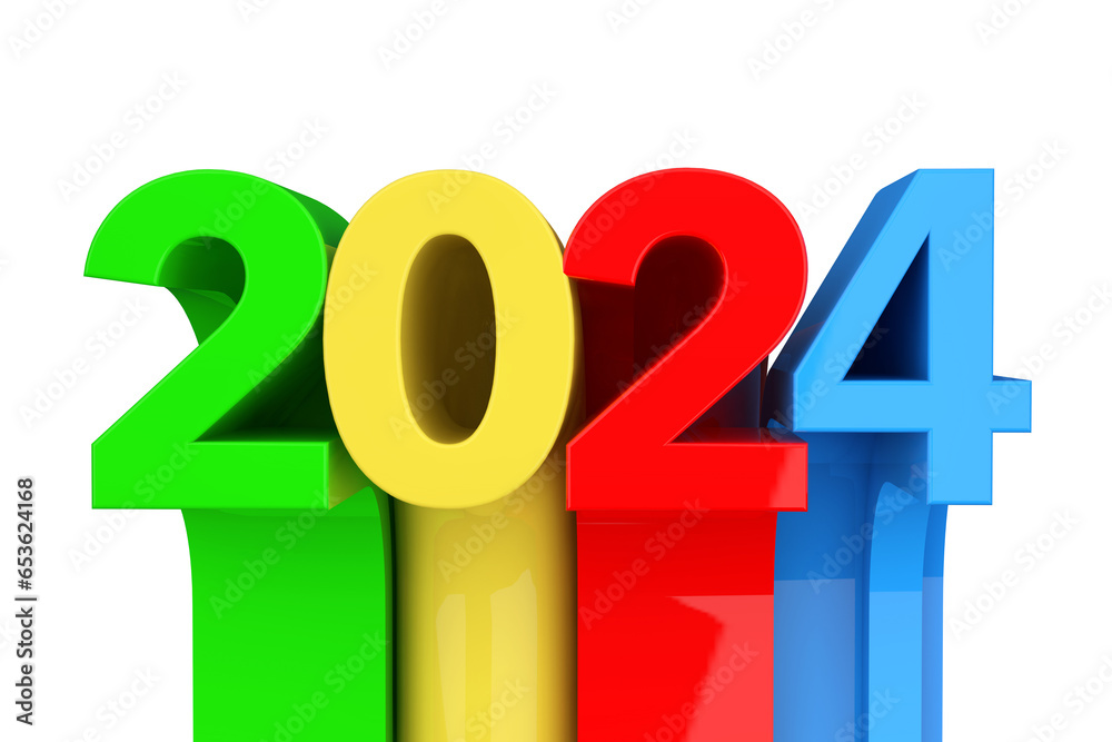 Aufkleber Abstract New 2024 Year Sign. 3d Rendering