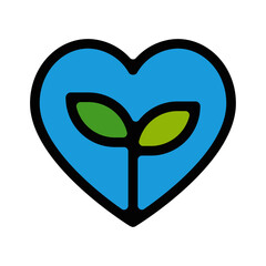 picto logo icones et symbole ecologie planete coeur plante enfant fin couleur vert et bleu