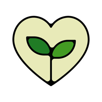 picto logo icones et symbole ecologie planete coeur plante enfant fin couleur vert et jaune