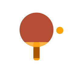 Red ping pong racket and ball sports vector on white background.