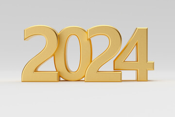New 2024 Year Golden Sign. 3d Rendering