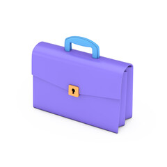 Cartoon Icon Briefcase or Schoolbag. 3d Rendering