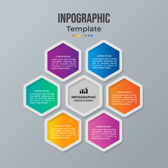 vector abstract 3d paper infographic elements. Hexagon infographic