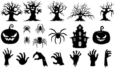 set of Halloween icons and elements illustration, Vector, Halloween pack, Halloween bundle - obrazy, fototapety, plakaty