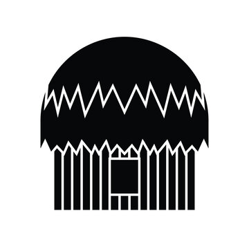 Papua traditional house vector illustration design elements, indonesian ancient architecture, rumah adat honai black silhouette