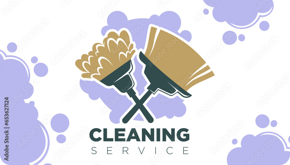 Sticker cleaning service business card, home chores vector - Stickers