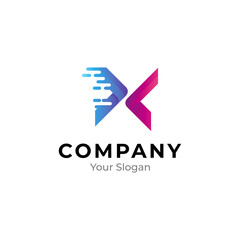 Letter X logo design concept with speed effect