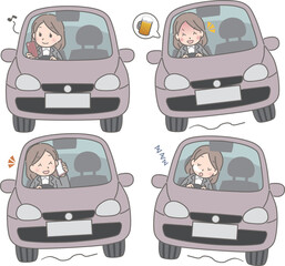 危険な運転をする若い女性