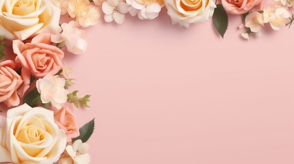 Fototapeta na wymiar flowers valentine's day with pink background 