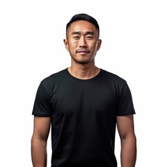 Obraz premium Man wearing black tshirt.