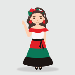 mexican women cartoon character . mexican girl characters for celebration, independence day, national patterns,fiesta and decoration
