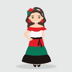 Obraz na płótnie Canvas mexican women cartoon character . mexican girl characters for celebration, independence day, national patterns,fiesta and decoration