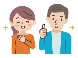 喜ぶ夫婦のイラスト